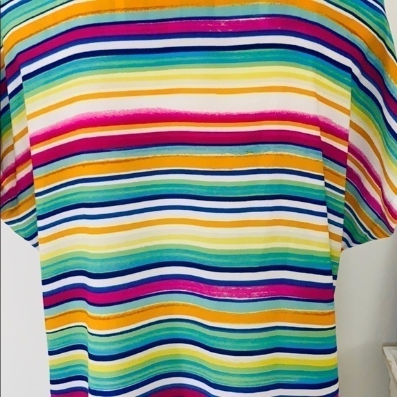 Rachel Zoe Vibrant Multi Stripe Top Sz L - Picture 7 of 11